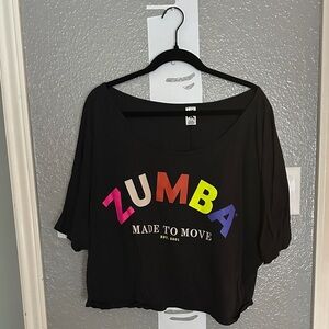 Zumba Fitness Black Crop Top with Colorful Logo